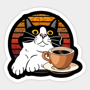 cat and coffee Sticker